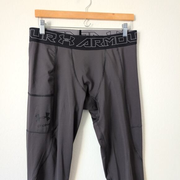 Under Armour Men's ColdGear Leggings Sz XL Gray Ergonomic Moisture Wicking Storm - Picture 4 of 6